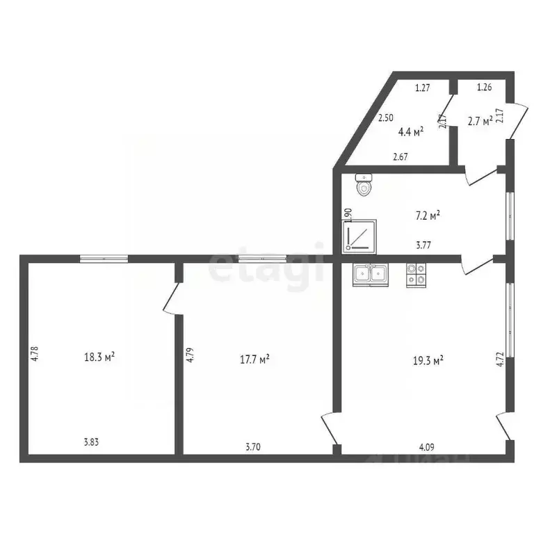 2-к кв. Забайкальский край, Чита ул. Сельская, 20 (69.0 м) - Фото 1