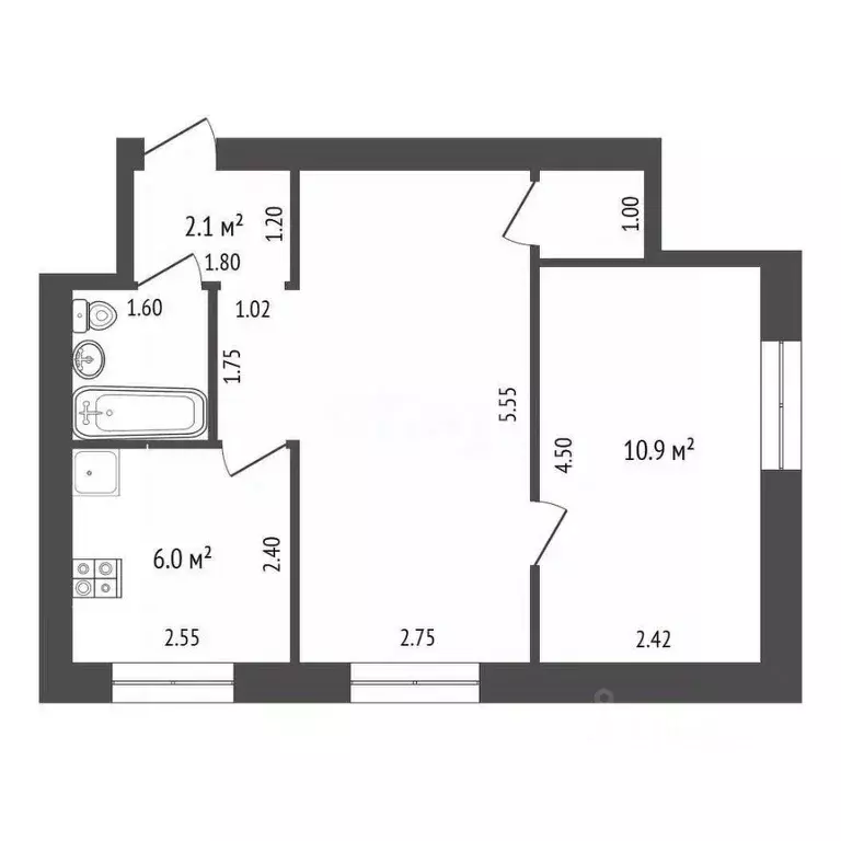 2-к кв. Тамбовская область, Тамбов Мичуринская ул., 62 (40.1 м) - Фото 2