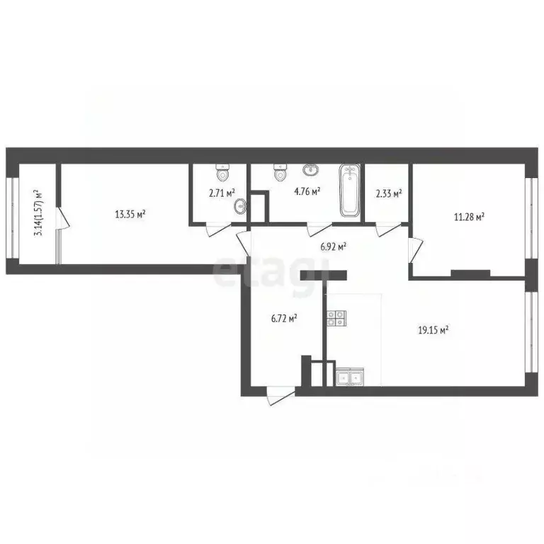 2-к кв. Тюменская область, Тюмень ул. 50 лет Октября, 57Бк2 (68.1 м) - Фото 1