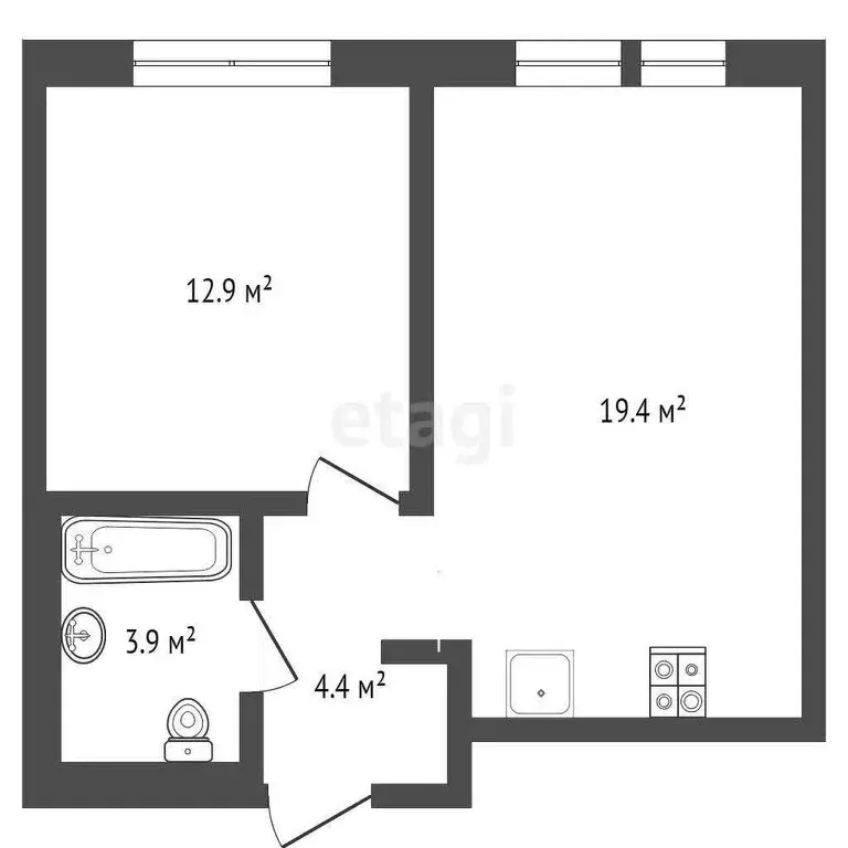 1-комнатная квартира: Тюмень, Полевая улица, 115 (40.6 м) - Фото 1