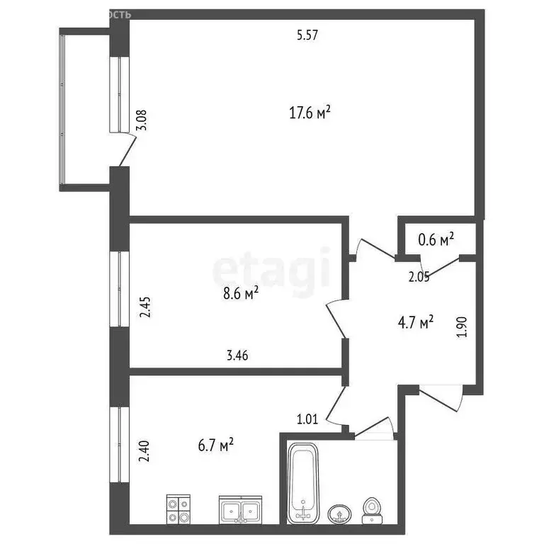 2-комнатная квартира: Омск, 24-я Северная улица, 173 (41.3 м) - Фото 1