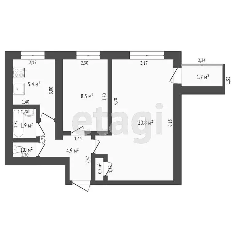2-комнатная квартира: Стерлитамак, проспект Октября, 59 (45.2 м) - Фото 0
