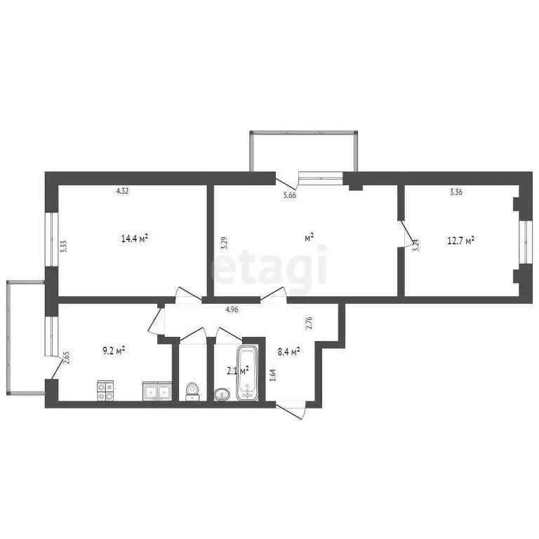 3-комнатная квартира: Одинцово, Можайское шоссе, 47 (64 м) - Фото 0