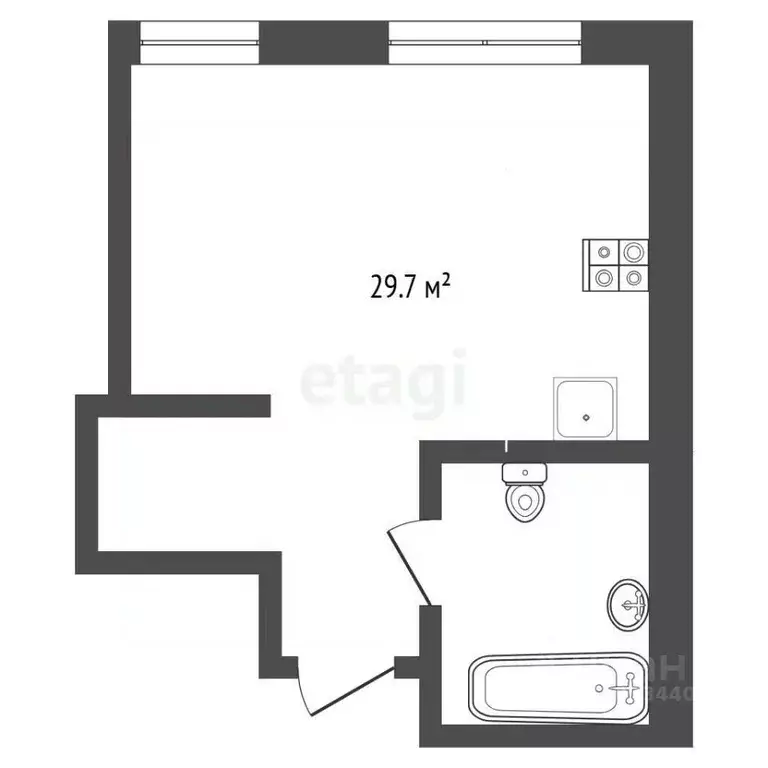 Студия Тюменская область, Тюмень ул. Тимофея Чаркова, 93 (29.8 м) - Фото 2