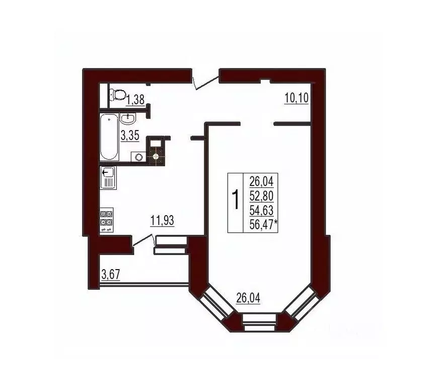 1-к кв. Смоленская область, Вязьма ул. Ленина, 71 (54.63 м) - Фото 1