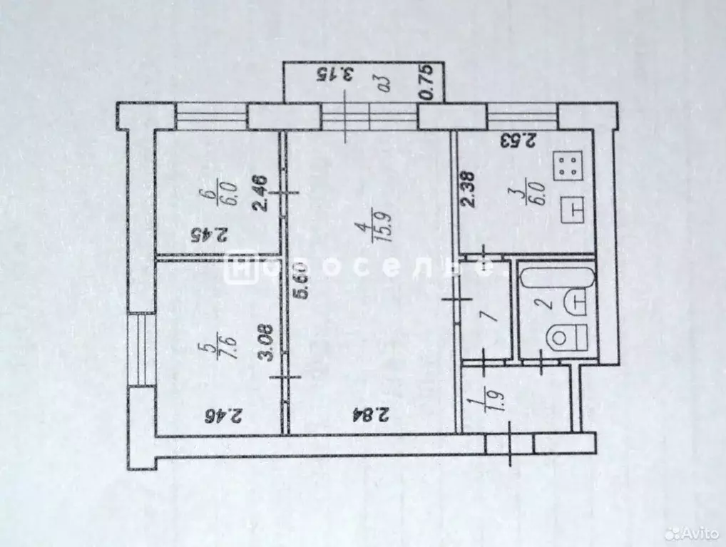 3-к кв. Рязанская область, Рязань ул. Фирсова, 4к1 (42.3 м) - Фото 1