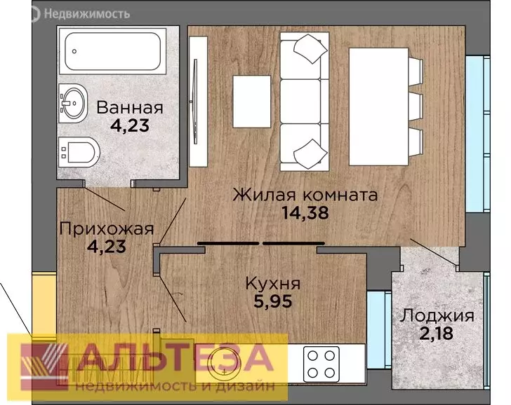 1-комнатная квартира: посёлок городского типа Янтарный, улица ... - Фото 0