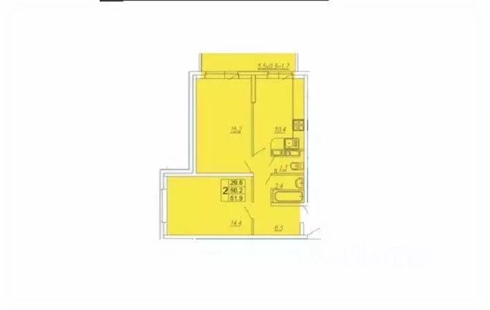 2-к кв. Ростовская область, Ростов-на-Дону ул. Нансена, 83с3 (51.8 м) - Фото 1