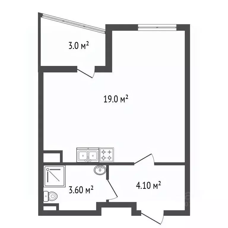 Студия Санкт-Петербург Кузнецовская ул., 58к1 (26.8 м) - Фото 2
