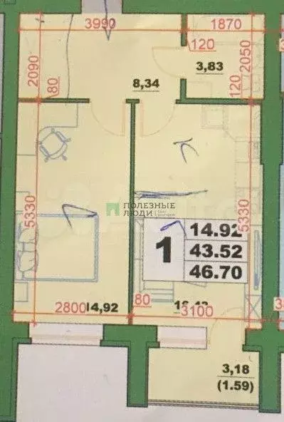 2-к. квартира, 46 м, 2/6 эт. - Фото 0
