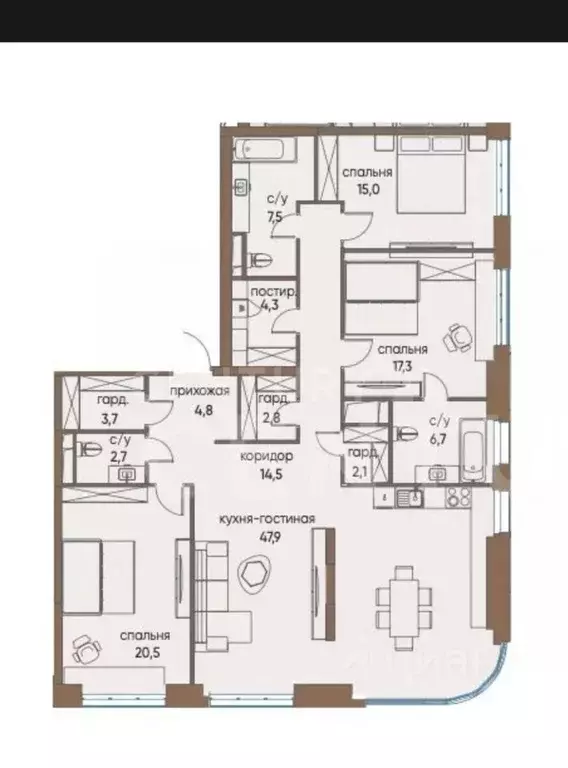 4-к кв. Москва ул. Нижние Мневники, 16к6 (150.0 м) - Фото 2