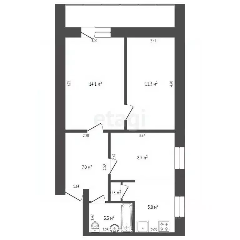 3-к кв. Крым, Красноперекопск ул. Калинина (50.0 м) - Фото 0