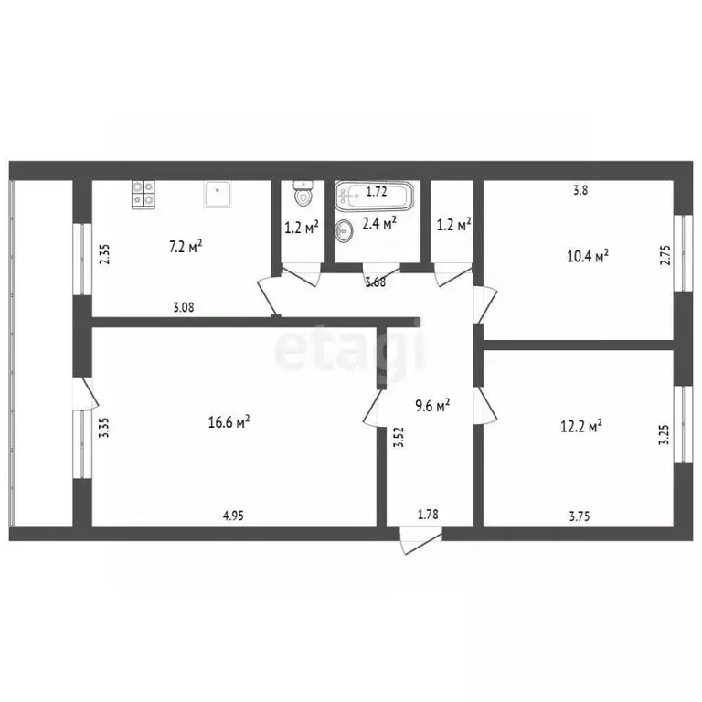 3-к кв. Мордовия, Саранск Мордовская ул., 35к201 (62.2 м) - Фото 1