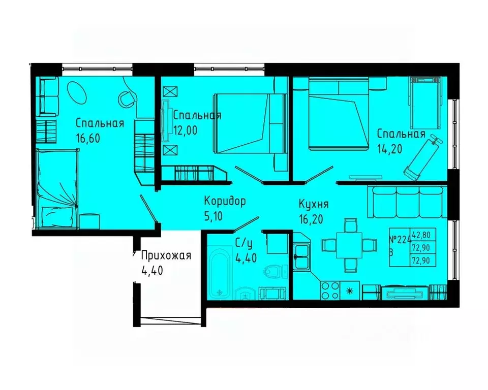 3-к кв. Ленинградская область, Коммунар г. Гатчинский муниципальный ... - Фото 1