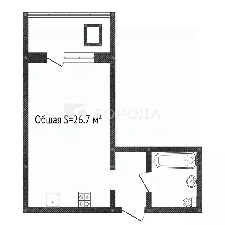 Студия Алтайский край, Новоалтайск ул. П. Корчагина, 2/1 (26.7 м) - Фото 2