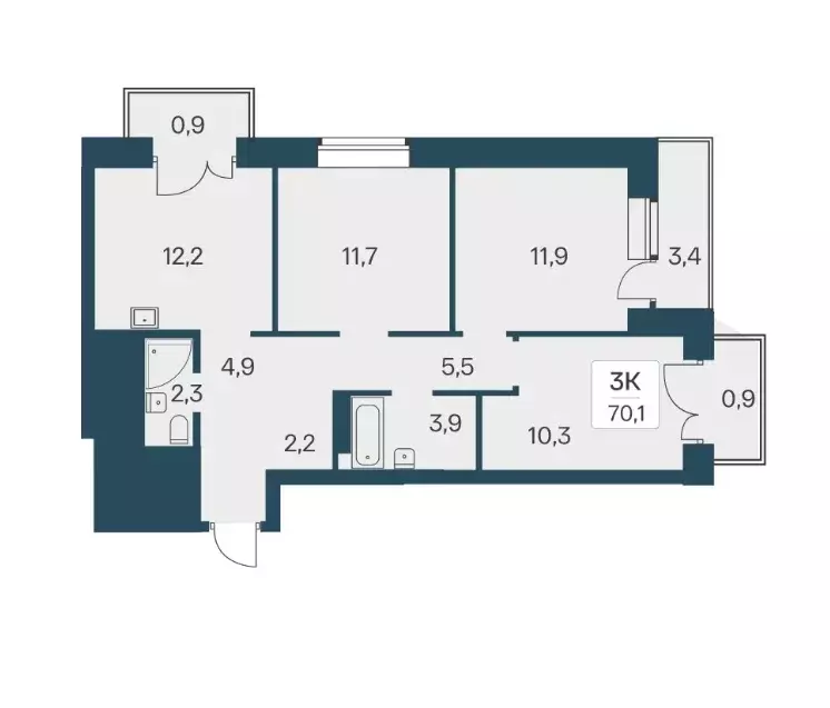 Продаётся 3-к квартира, 70.1 м - Фото 0