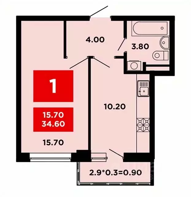 1-к кв. Краснодарский край, Краснодар ул. Им. Мурата Ахеджака, 12к4 ... - Фото 2