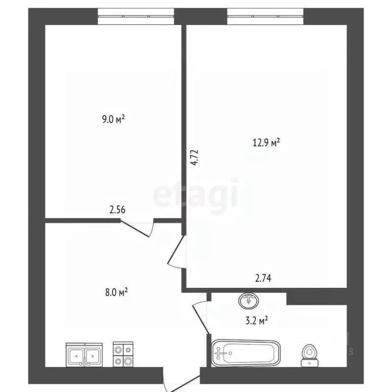 2-к кв. Санкт-Петербург Запорожская ул., 23К2 (33.1 м) - Фото 2