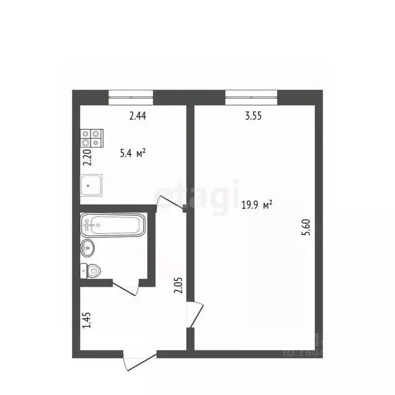 1-к кв. Московская область, Дмитров ул. 2-я Центральная, 3 (33.0 м) - Фото 2