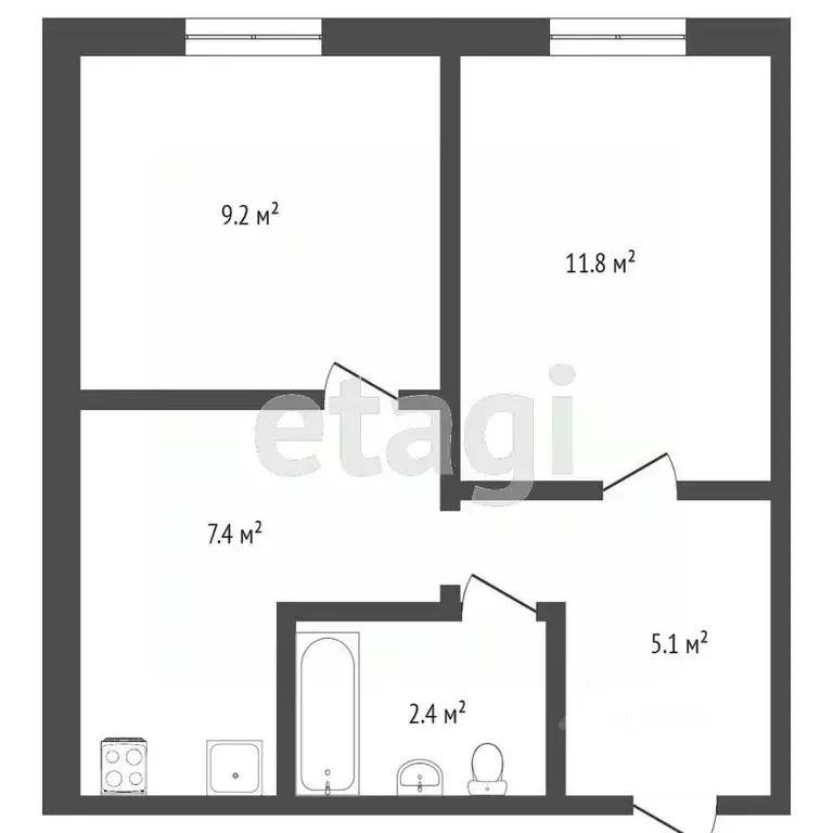 2-к кв. Тюменская область, Тюмень ул. Энергетиков, 47 (35.9 м) - Фото 2