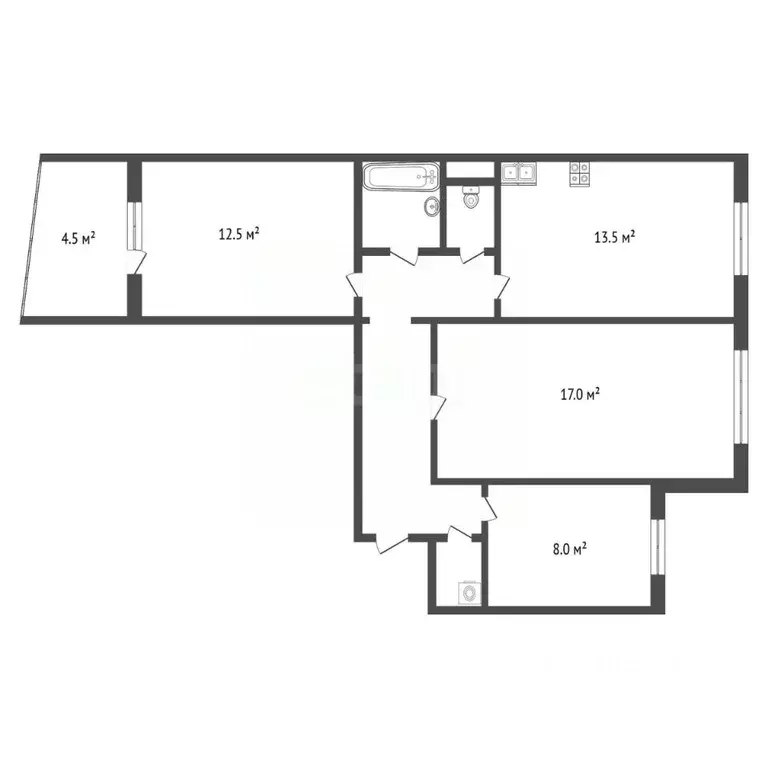 3-к кв. Тюменская область, Тюмень ул. Радищева, 27 (68.0 м) - Фото 2