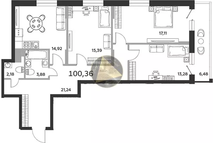 Продаётся 3-к квартира, 100.3 м - Фото 1