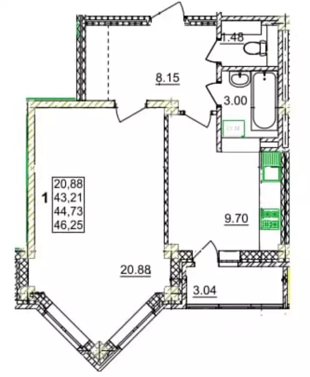 1-к кв. Смоленская область, Смоленск ул. Крупской, 60/2 (46.0 м) - Фото 2