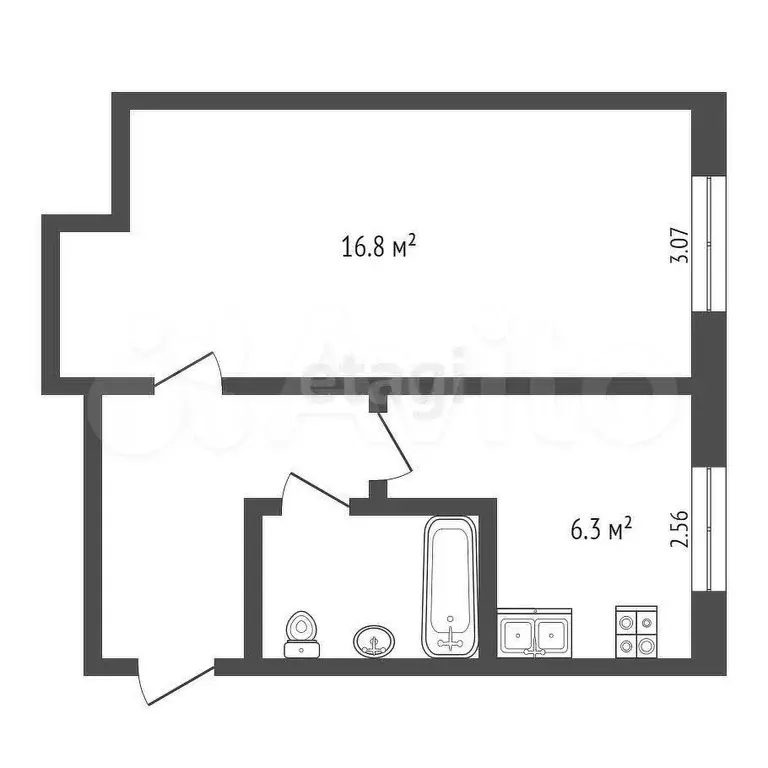 1-к. квартира, 30 м, 5/5 эт. - Фото 0