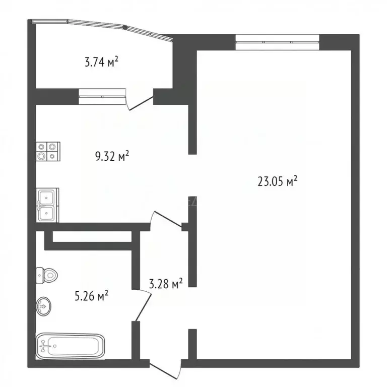 1-к кв. Тюменская область, Тюмень ул. Александра Митинского, 4 (41.1 ... - Фото 1