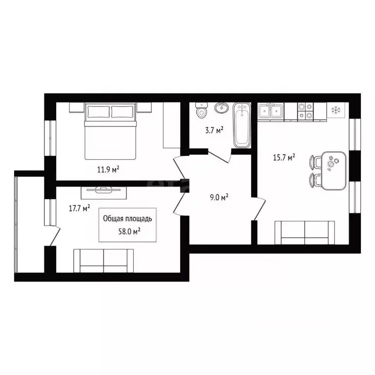 2-к кв. Алтай, Горно-Алтайск Коммунистический просп. (58.0 м) - Фото 2