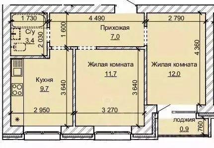 2-к кв. Алтайский край, Барнаул ул. Анатолия (44.7 м) - Фото 1