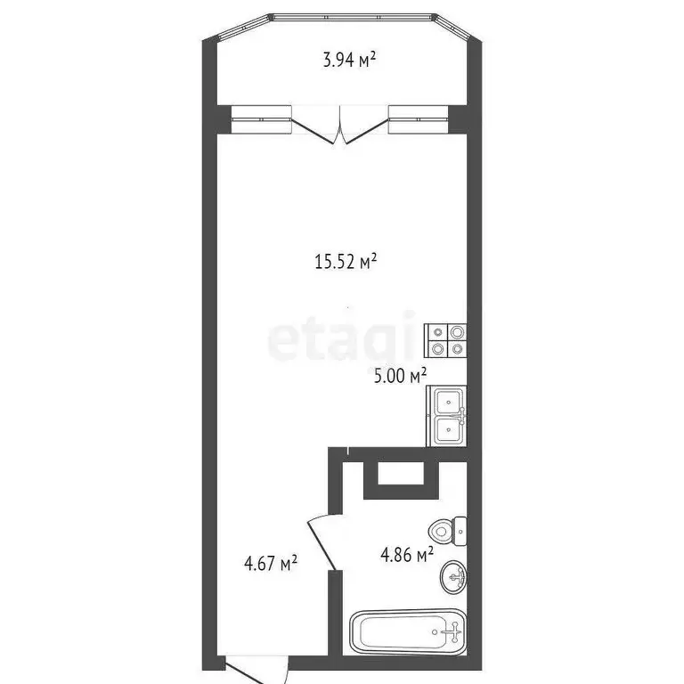 Квартира-студия: Ялта, улица Руданского, 21А (34 м) - Фото 0