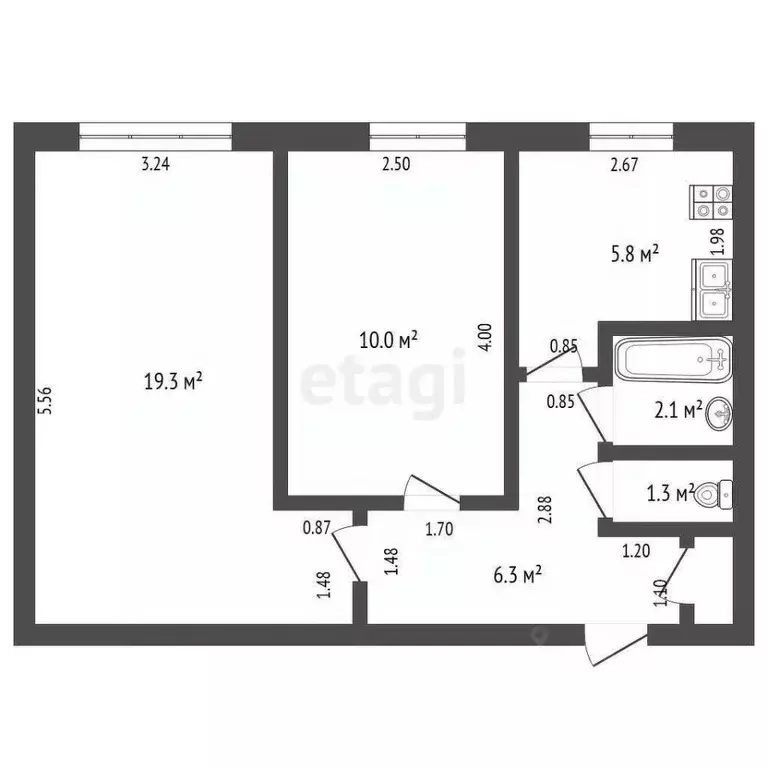 2-к кв. Томская область, Северск Коммунистический просп., 96 (45.5 м) - Фото 2