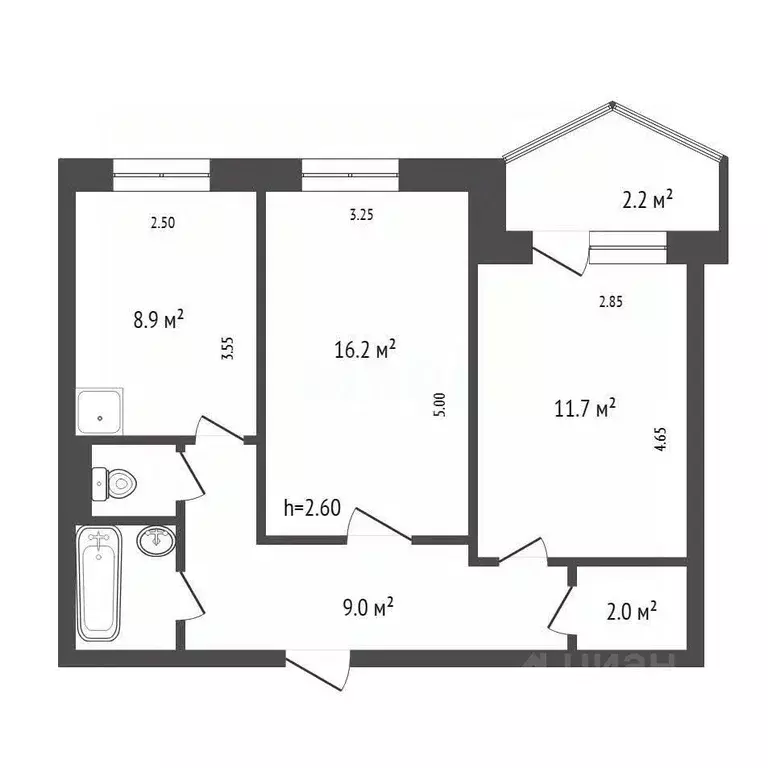 2-к кв. Красноярский край, Красноярск Верхняя ул., 5б (52.0 м) - Фото 1