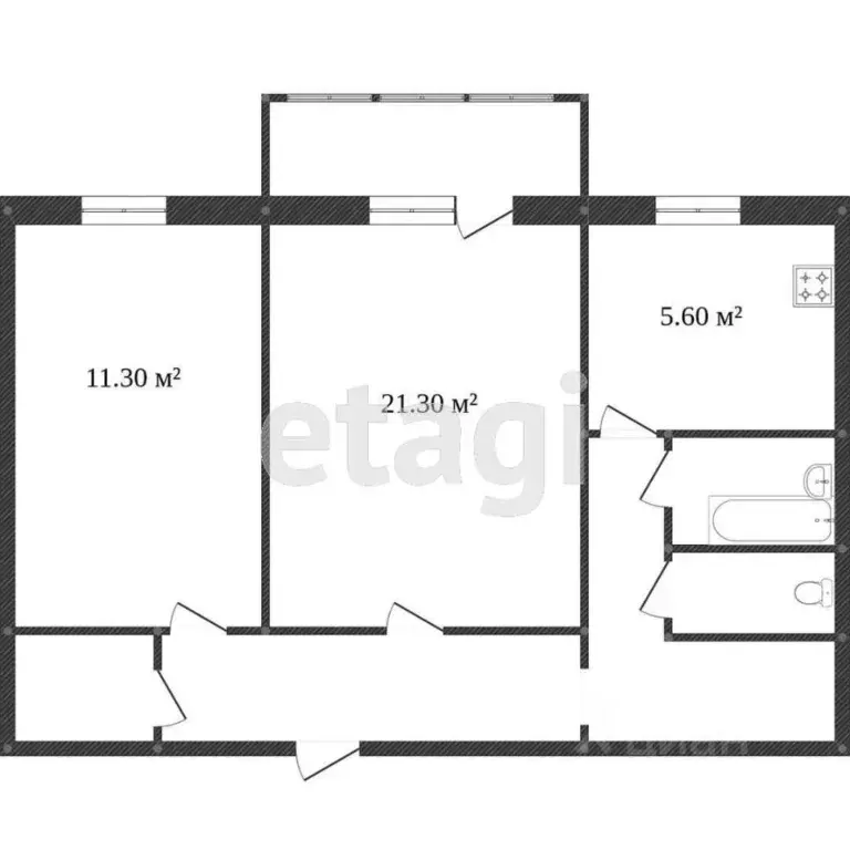2-к кв. Тюменская область, Тобольск 4-й мкр, 8 (44.3 м) - Фото 2