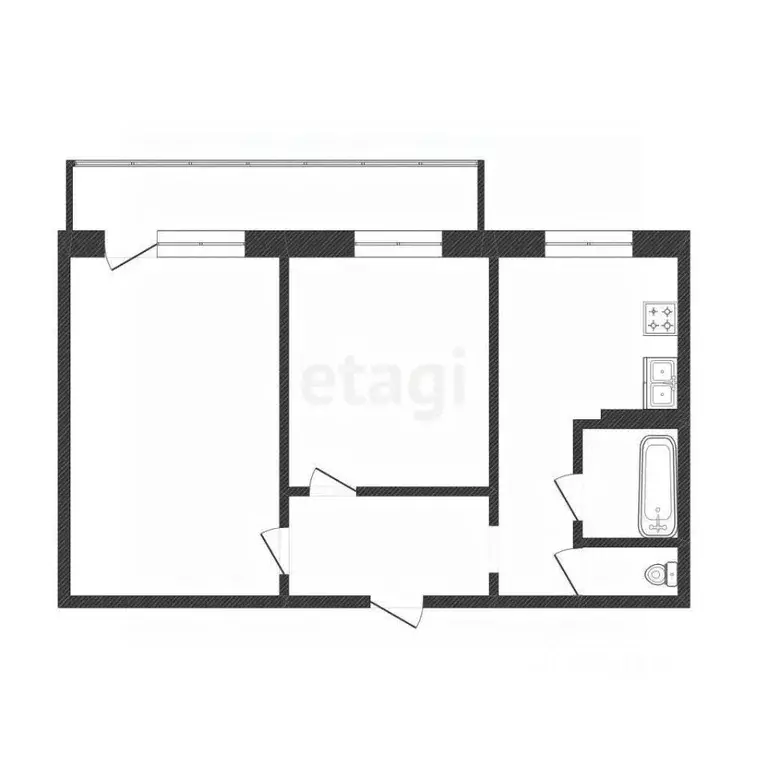 2-к кв. Белгородская область, Белгород ул. Губкина, 34 (42.0 м) - Фото 2