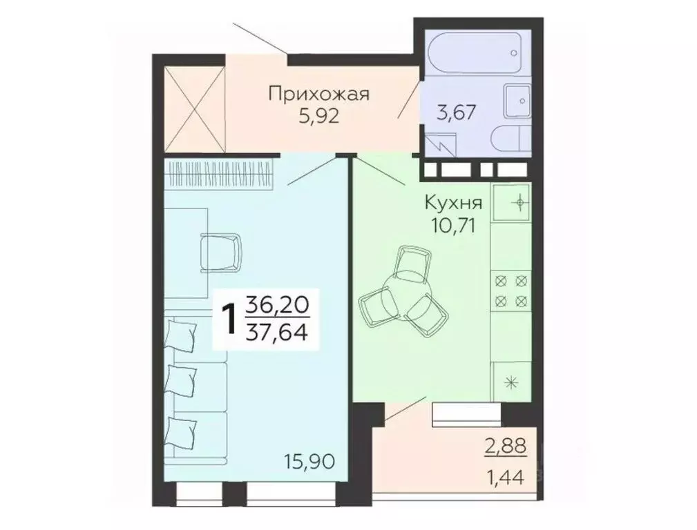 1-к кв. Воронежская область, Воронеж ул. 45-й Стрелковой Дивизии, 113 ... - Фото 0