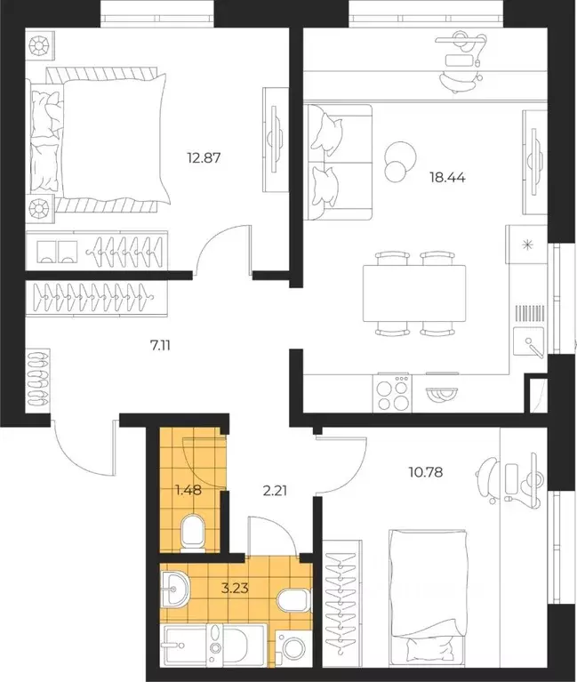 2-к кв. Сахалинская область, Южно-Сахалинск  (56.12 м) - Фото 1