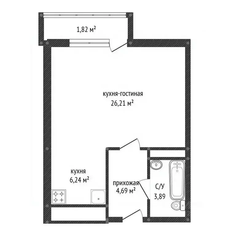 1-к кв. Башкортостан, Уфа ул. Софьи Перовской, 22 (44.0 м) - Фото 1