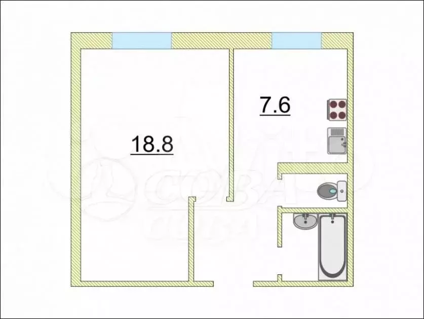 1-к. квартира, 35 м, 5/9 эт. - Фото 0