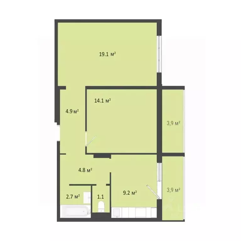 2-к кв. Омская область, Омск Заозерный мкр, ул. Сергея Тюленина, 4 ... - Фото 1