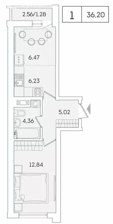 1-комнатная квартира: Мурино, Графская улица, 6к4 (34.7 м) - Фото 0