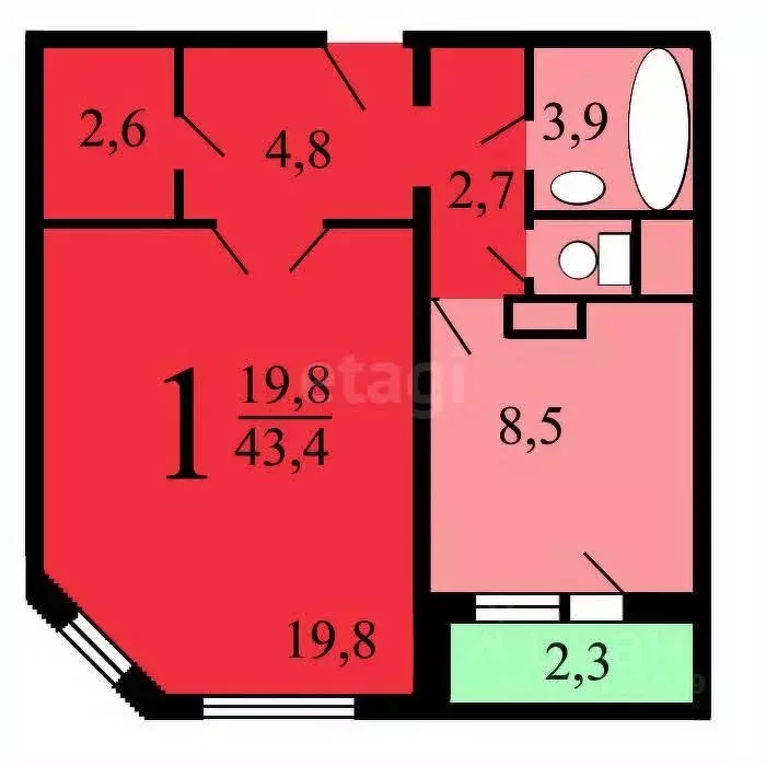 1-к кв. Московская область, Красногорск ул. Спасская, 4 (42.5 м) - Фото 1