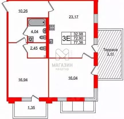 2-к кв. Санкт-Петербург, Санкт-Петербург, Сестрорецк Авиационная ул., ... - Фото 2
