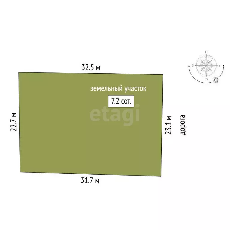 Участок в село Косулино, улица Огородников, 1 (7.23 м) - Фото 1