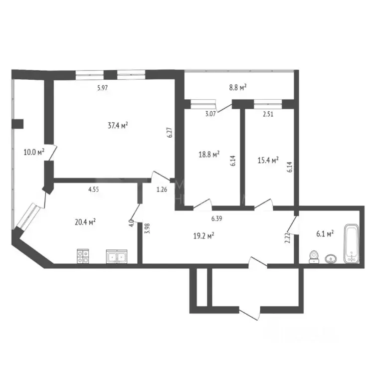 3-к кв. Тюменская область, Тюмень ул. Малыгина, 56 (117.3 м) - Фото 1