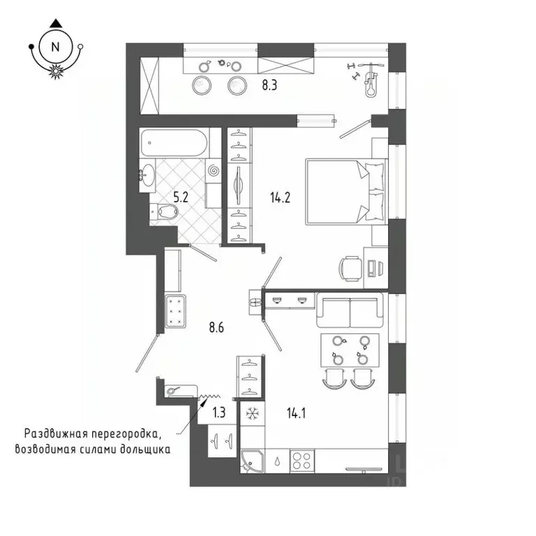 1-к кв. Санкт-Петербург бул. Измайловский, 9 (47.4 м) - Фото 0