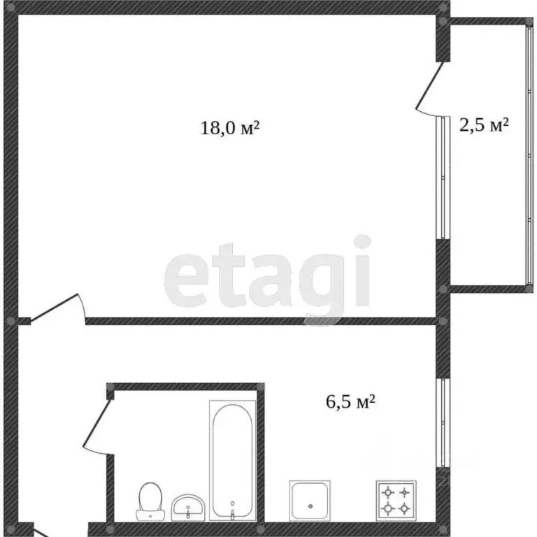1-к кв. Калужская область, Калуга пл. Победы, 2 (32.0 м) - Фото 2