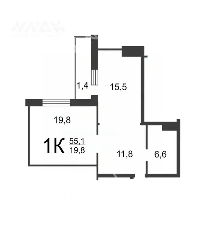 1-к кв. Нижегородская область, Нижний Новгород ул. Белинского, 11/66 ... - Фото 2