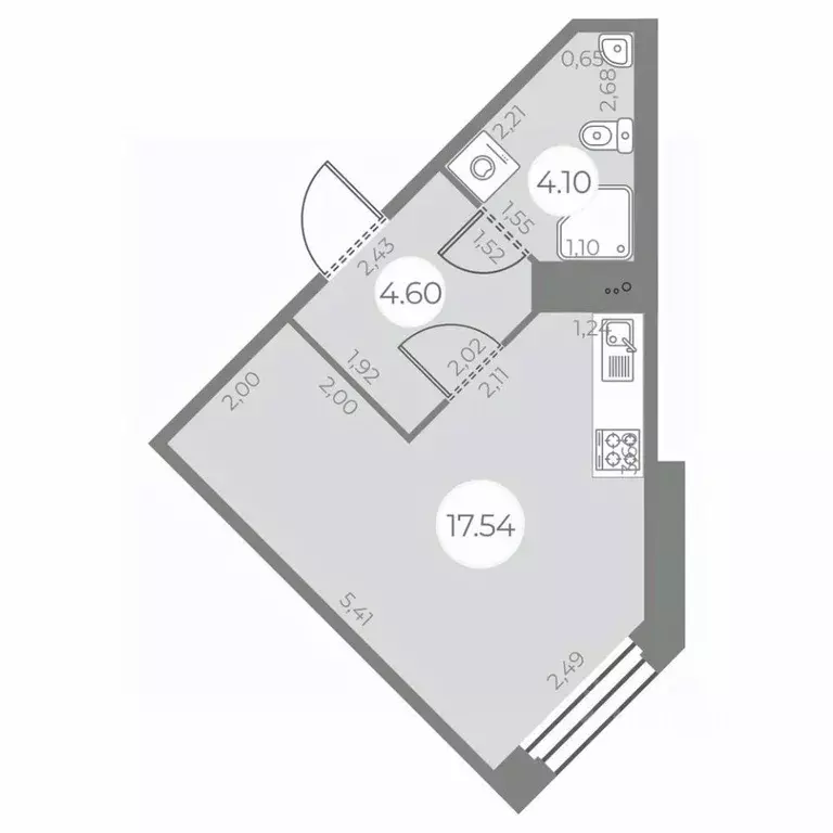 Студия Санкт-Петербург ул. Маршала Захарова, 8 (26.24 м) - Фото 0